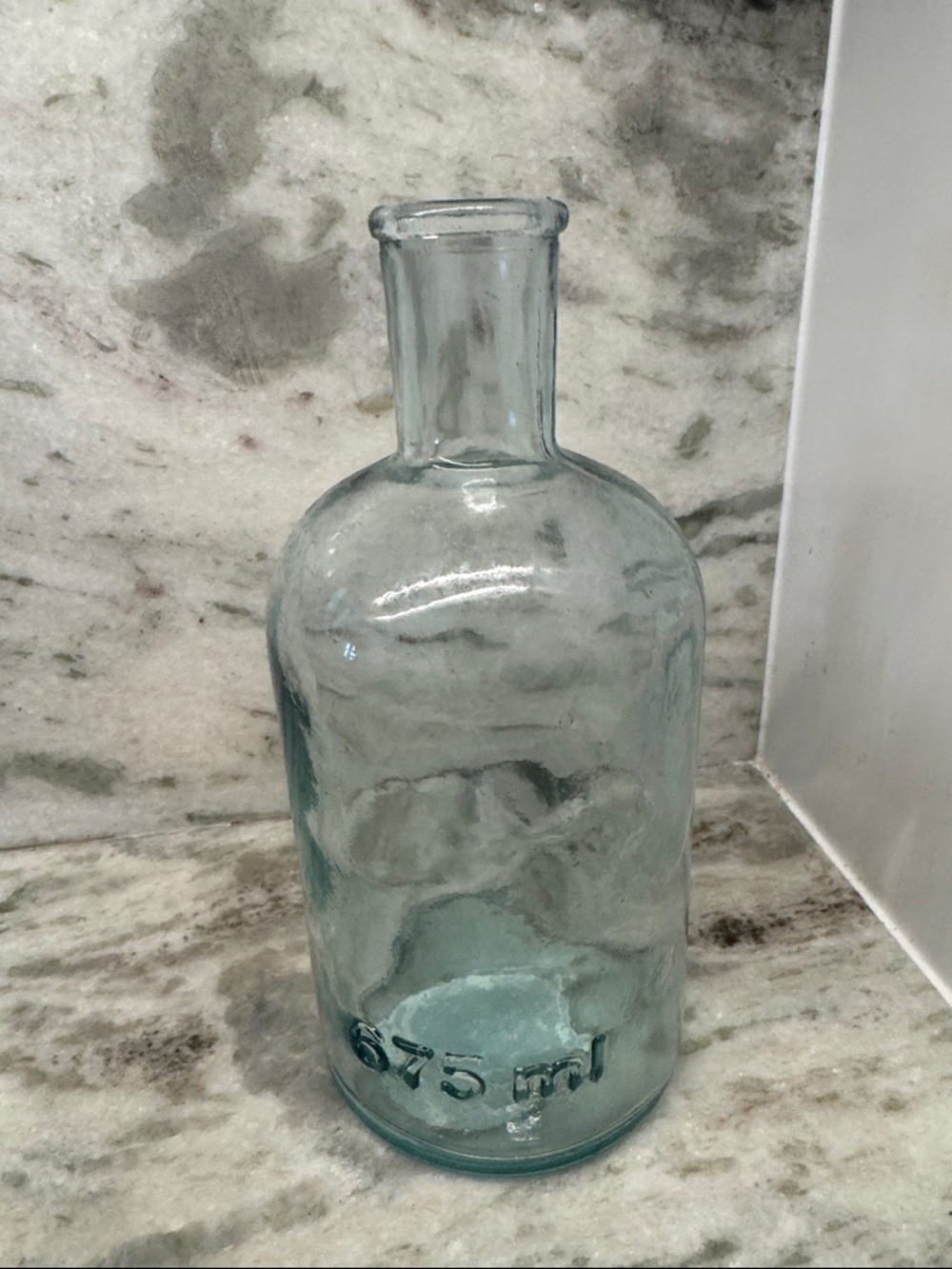 Health and Hand Clear Aqua Glass Bottle Vase — 675 ml Embossed